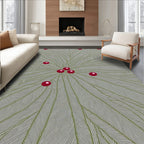 Green Leafy Vines with Red Berries Rug