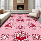 Crimson Unicorn Starburst Mandala Pink Rug