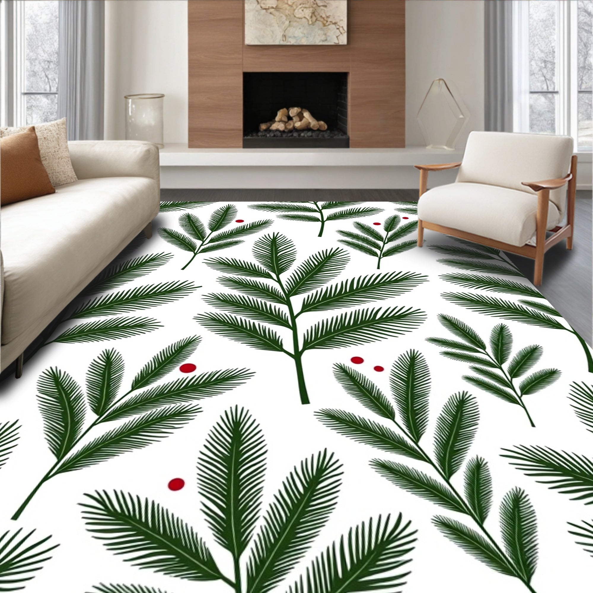 Foliage with Red Berry Accent Rug