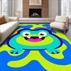 Bright Blue Green Blob Frog Rug