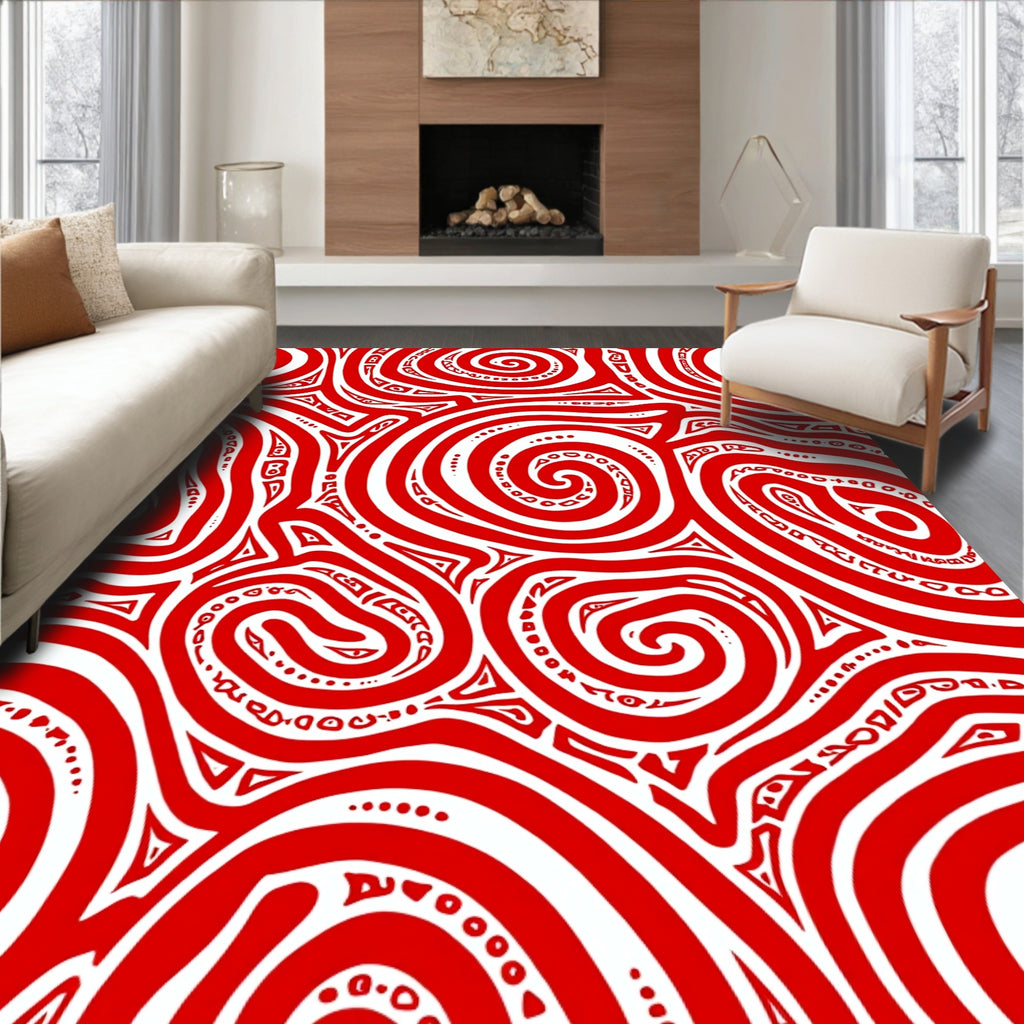 Crimson Organic Intertwine Lines Rug
