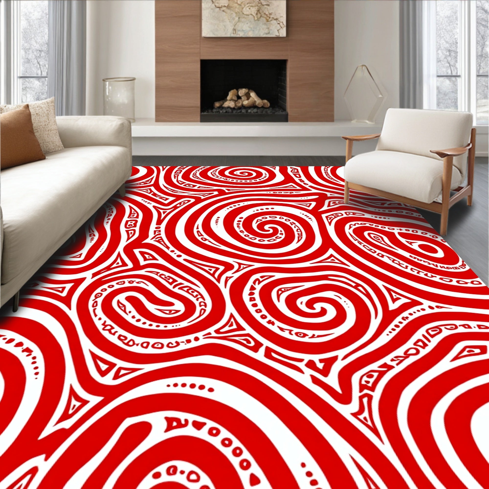 Crimson Organic Intertwine Lines Rug