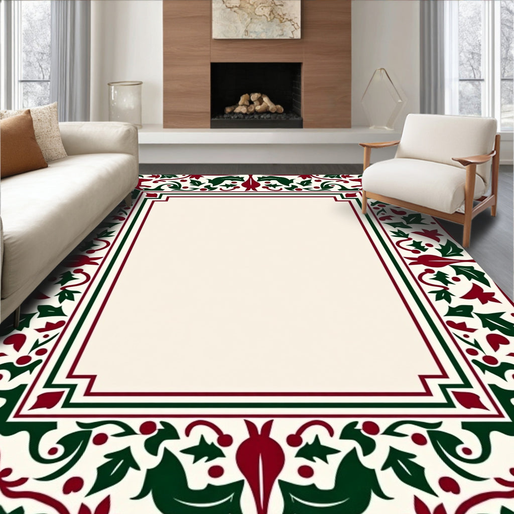 Crimson Black Forest Creature Border Rug