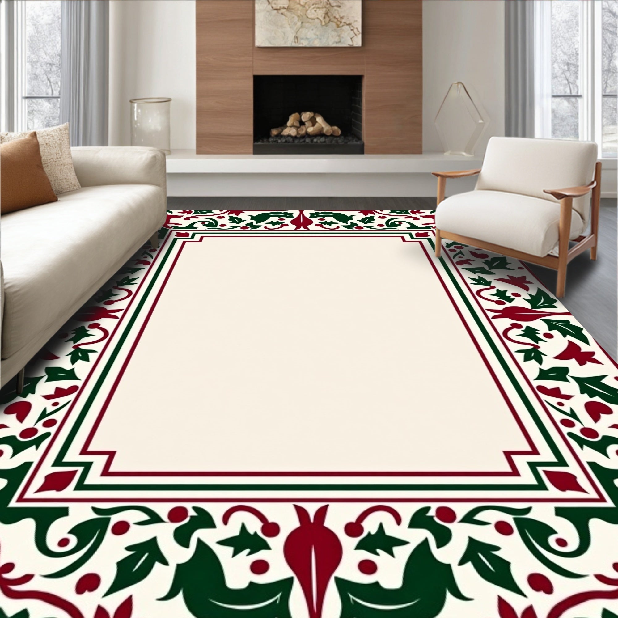 Crimson Black Forest Creature Border Rug