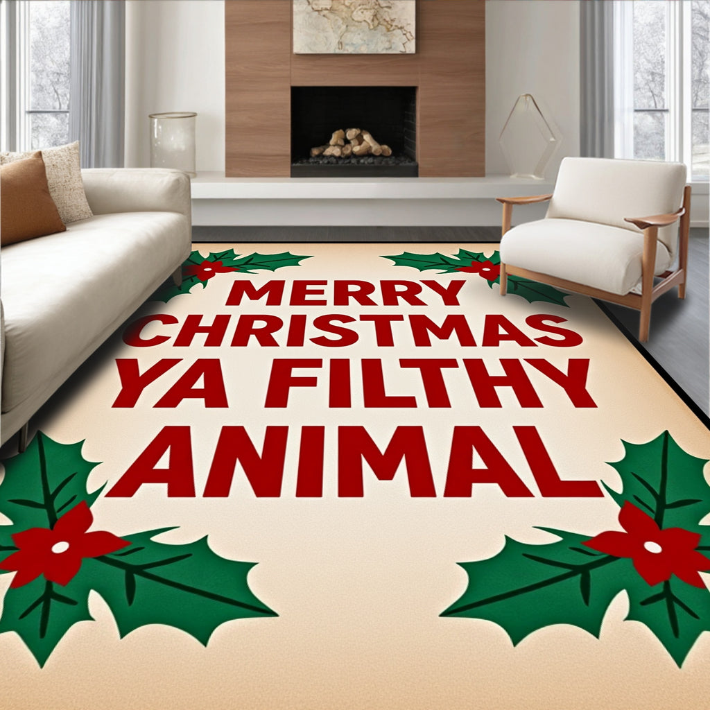 Merry Christmas Filthy Animal Holly Rug