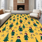 Green Children And Stars Rug