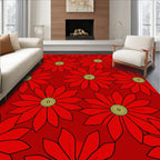 Bold Red Daisy Floral Arrangement Rug