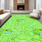 Whimsical Green Frog Pond Medley Rug