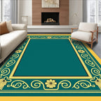 Golden Floral Butterfly Frame Rug