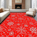 Winter Wonderland Snowflakes Red Rug