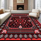 Bold Red Black Central Medallion Rug