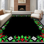 Holly Berry Floral Border Rug