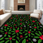 Festive Red Holly Berry Floral Rug