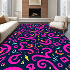 Abstract Pink Swirls Yellow Accents Rug