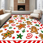 Merry Gingerbread Man Holiday Collage Rug