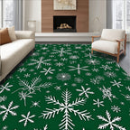 White Snowflake Scatter Green Blanket Rug