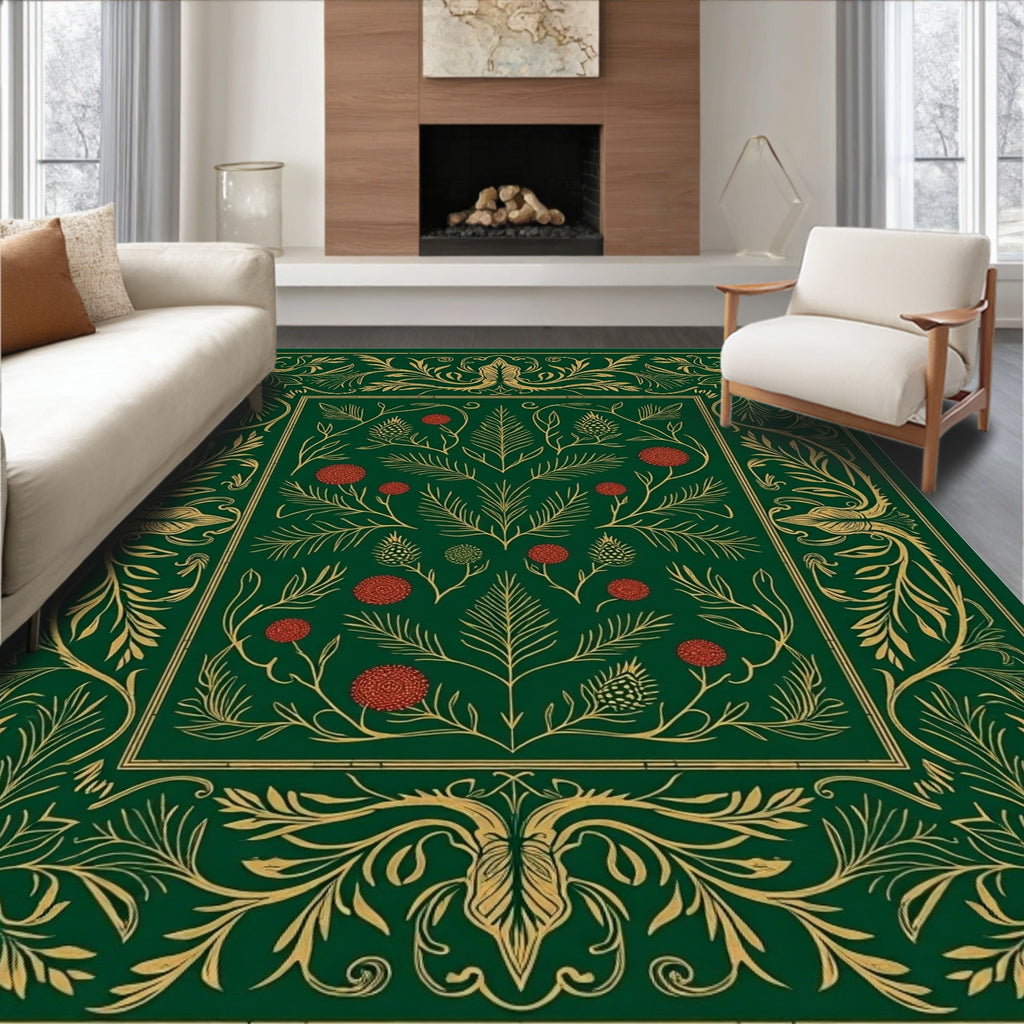 Emerald Forest Floral Medallion Rug