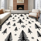 Black Pine Forest Snowflake Medley Rug