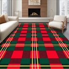 Classic Red Green Tartan Plaid Square Rug