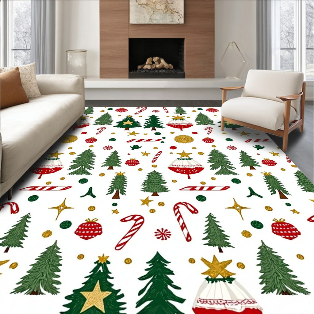 Whimsical Christmas Tree Candy Cane Collection Rug