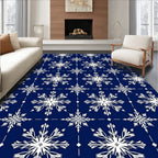 Navy White Snowflake Tile Rug
