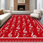Crimson Treble Clef Notes Rug