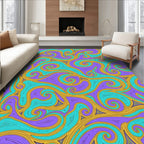 Purple Teal Gold Swirl Abstract Rug