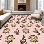 Blush Floral Leaf Arrangement Rug