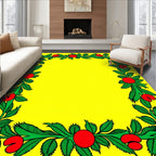 Crimson Leafy Branch Border Rug