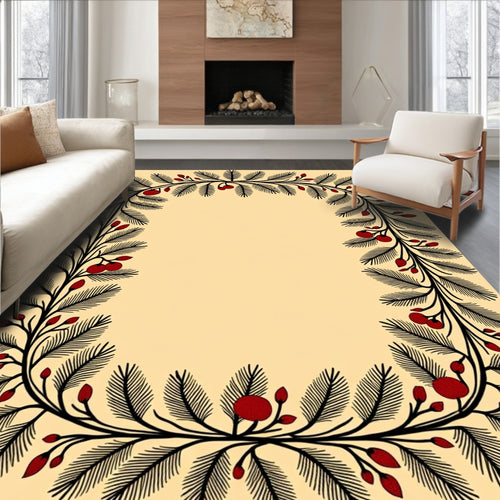 Black Crimson Foliage Border Rug