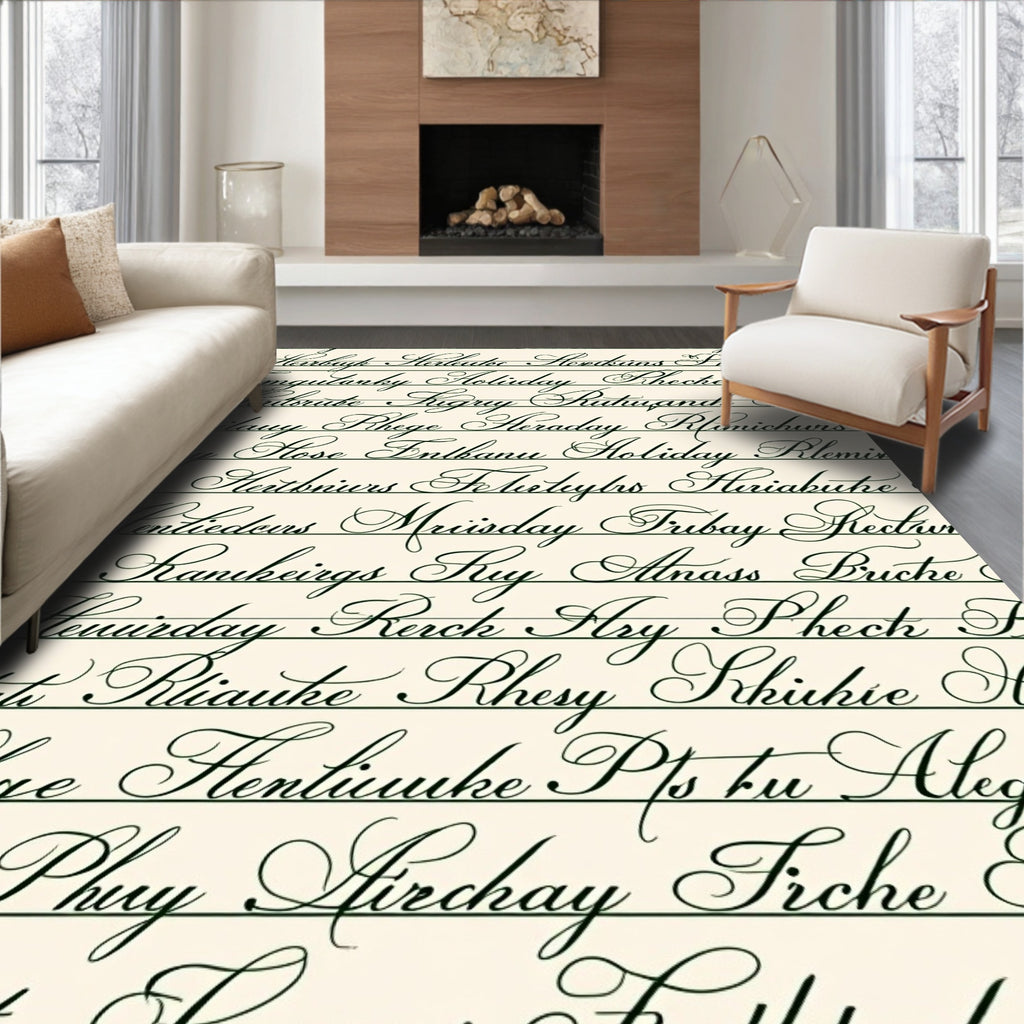 Script Text Lines Rug