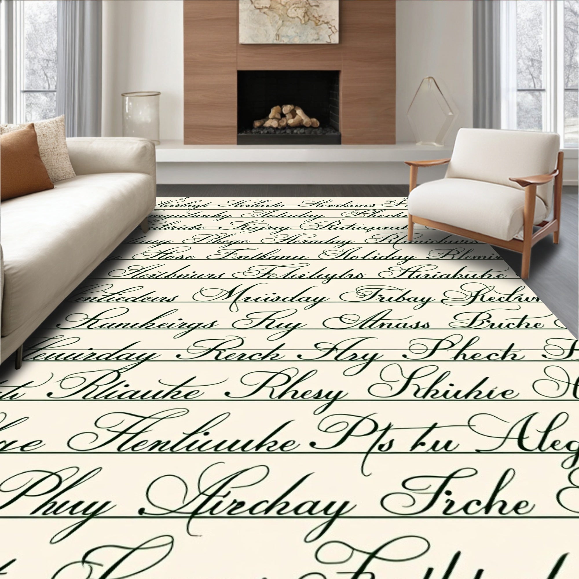 Script Text Lines Rug
