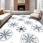 Charming Navy Snowflake Circles Rug