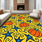Bright Pumpkin Star Swirls Rug
