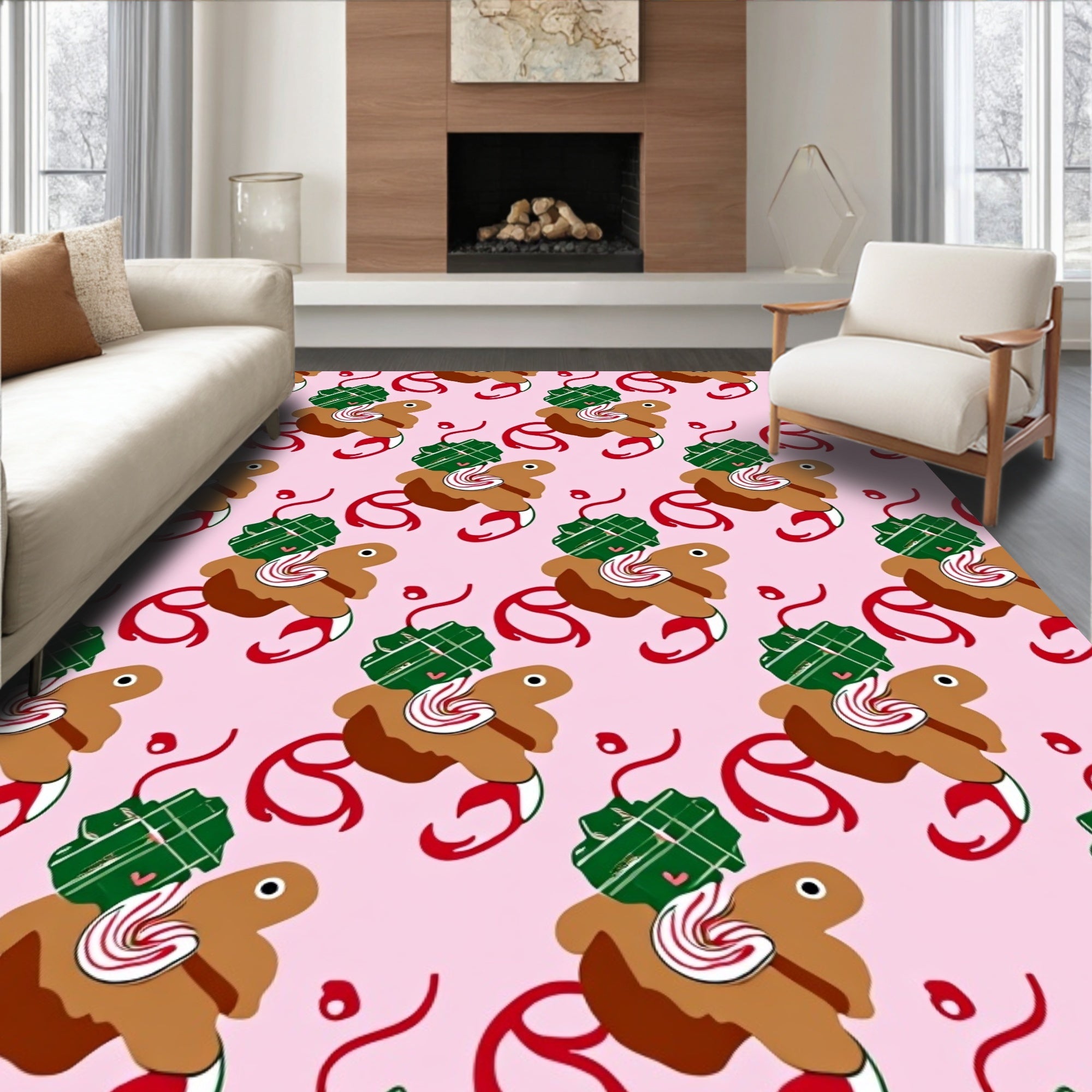 Whimsical Gingerbread Candy Swirl Rug