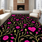 Hot Pink Heart Rose Vine Rug