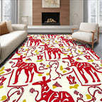 Red Animal And Abstract Forms Rug
