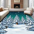 Winter Forest Snowfall Evergreen Trees Rug