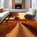 Golden Autumn Path Countryside Trees Rug