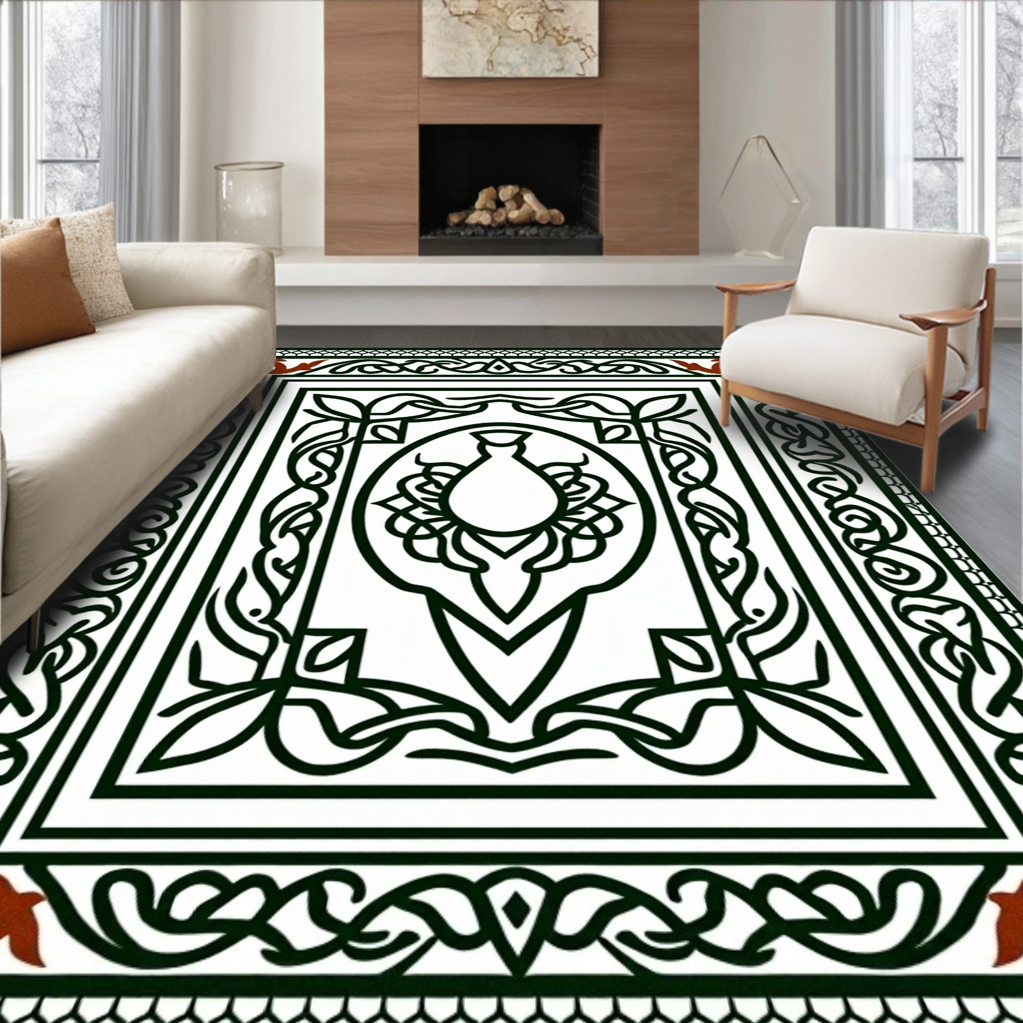 Crimson and Black Celtic Knot Urn Rug
