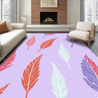 Crimson Blue Feathered Branches Art Rug
