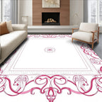 Vibrant Pink Floral Scroll Frame Rug