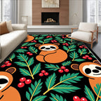 Whimsical Orange Sloth Berry Foliage Rug