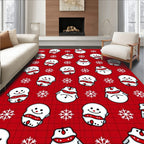 Festive Red Snowman Snowflake Collection Rug