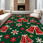 Red Jingle Bells Snowflake Christmas Rug