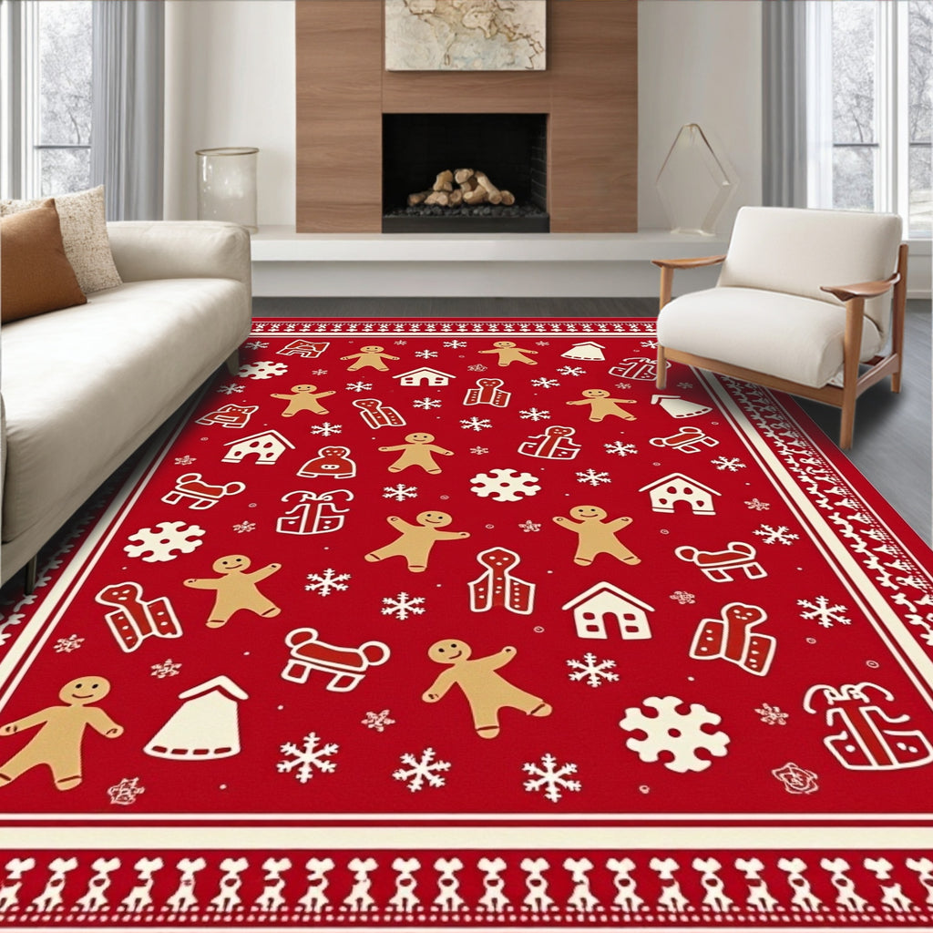 Whimsical Gingerbread and Snowflakes Collage Rug