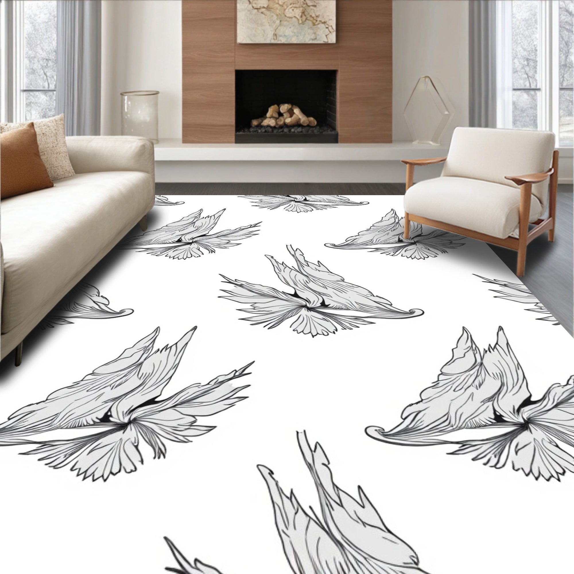 Monochromatic Wing Abstract Flowing Rug