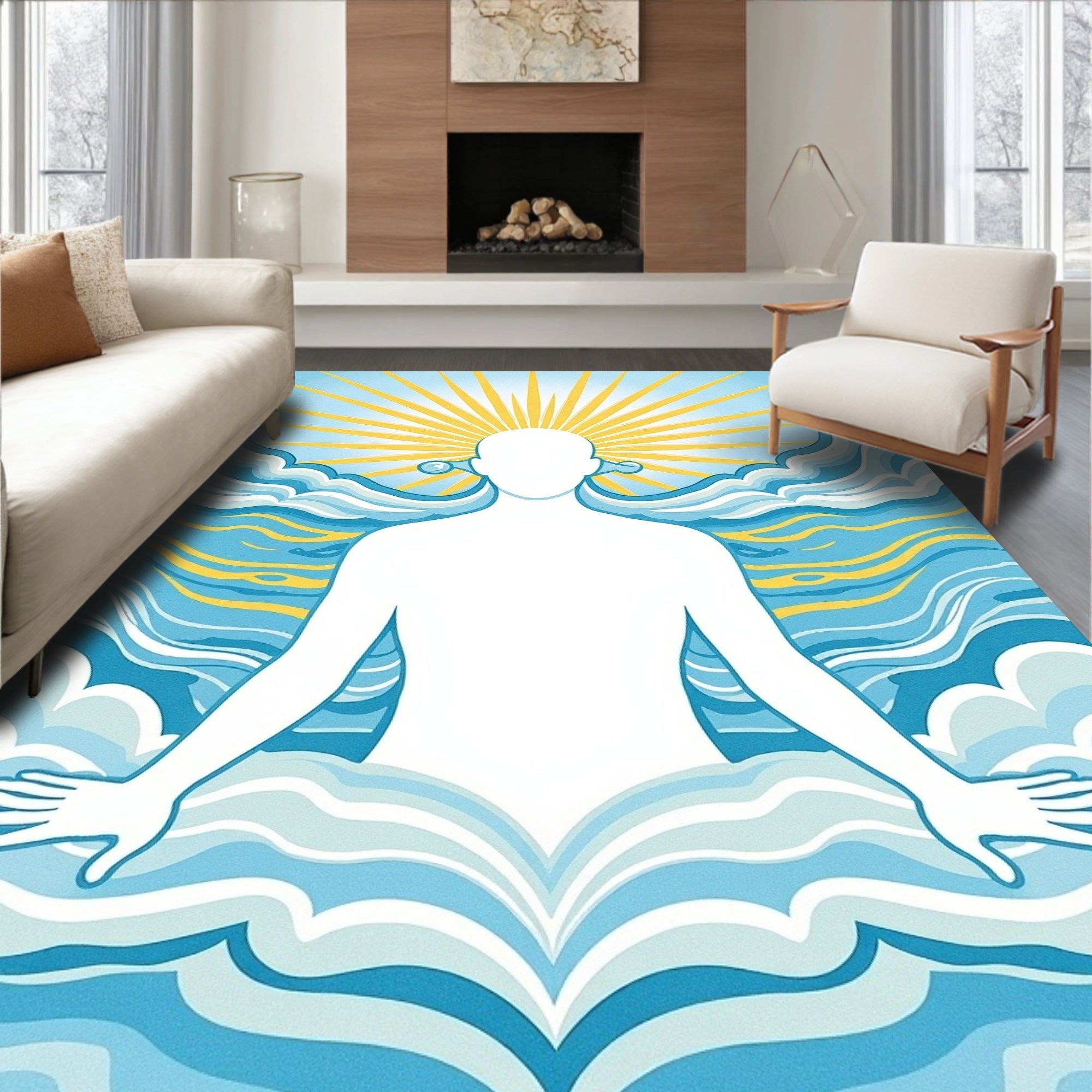 Radiant Sun Sky Wave Figure Rug