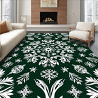 White Leafy Mandala Medallion Emerald Rug