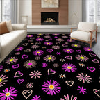Pink Yellow Heart Flower Doodle Rug